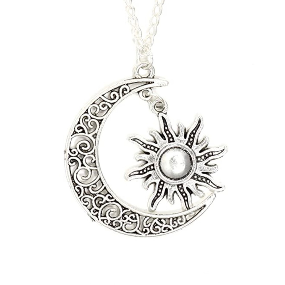 NWOT Crescent Moon & Sun Vintage Silver Pendant